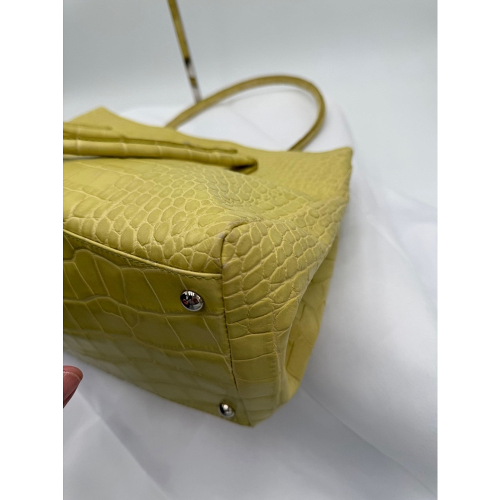 Furla Lime Croc-Embossed Leather Top-Handle Tote - Picture 6 of 14